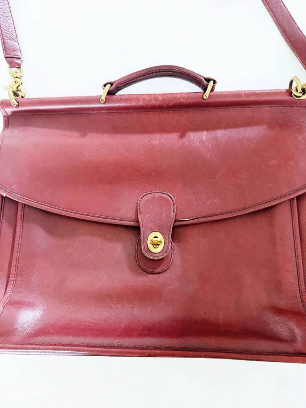 Vtg Coach Classic Flap Briefcase Style 1512-323 (US late 80s/early 90s) Mahogany